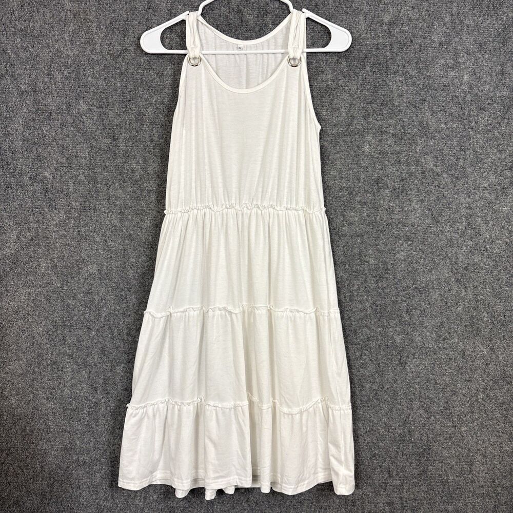 ETCYY SunDress Womens Size M White Jersey Tiered Vacation Cruise